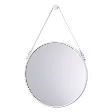 Weisser Wandspiegel Mit Lederband Wandhalterung Spiegel Flurspiegel Dekospiegel Dawelba Wandspiegel Rund Runde Spiegel Spiegel