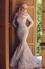 Elegant Long Sleeve Muslim Evening Dress Mermaid Prom Dresses High Neck Women S Muslim Evening Dresses Prom Dresses Long With Sleeves Wedding Dress Long Sleeve