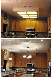 Replacing Updating Fluorescent Ceiling Box Lights With Ceiling Molding Kitchen Remodel Home Kitchens Kitchen Redo