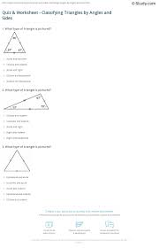 Work through the three examples. Quiz Worksheet Classifyingangles By Angles And Sides Study Com Isosceles Equilateral Gina Wilson Scalene Samsfriedchickenanddonuts