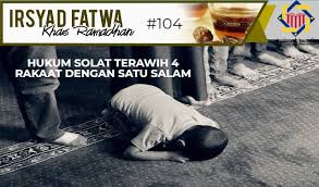 Setiap bulan ramadhan, banyak umat muslim mengerjakan sholat witir dengan tiga rakaat, terutama yang berjamaah di masjid. Pejabat Mufti Wilayah Persekutuan Irsyad Al Fatwa Khas Ramadhan Siri Ke 104 Hukum Solat Terawih 4 Rakaat Dengan Satu Salam