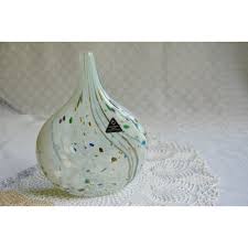 Vase D Art Vintage Etiquete Isle Of Wight Glass Hand Made England De Type Lollipop A Surface Irisee Multicolore Des Annees 1980 Belle Piece De Vase Art Iris