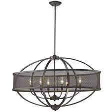 Colson Oval Chandelier With Shade By Golden Lighting 3167 Lp Eb Eb Golden Lighting Chandelier Chandelier Shades