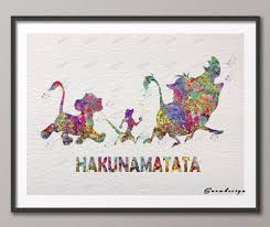 Diy Aquarelle Originale Lion Roi Hakunamatata Devis Toile Peinture Mur Art Affiche Impression Decoration De La Maiso Aquarelle De Lion Dessin Roi Lion Les Arts