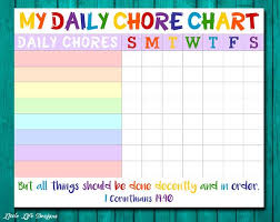 Chore Chart For Kids Chore Chart Printable Chore List
