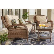 Hampton bays is located at. Hampton Bay Beacon Park Brown Wicker Outdoor Patio Sofa With Cushionguard Toffee Trellis Tan Cushions Frs80812ct The Home Depot Patio Furnishings Wicker Porch Furniture Used Outdoor Furniture