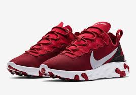 Jordan 1 High React Black White Gym Red The Nike React Element 55 Is Dropping In Red Sneakers Men Fashion Sneakers Men Sneakers