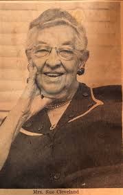 Many of us went to Sue Cleveland elementary school. This is the lady it was  named for. Blue Devil review October 1956.