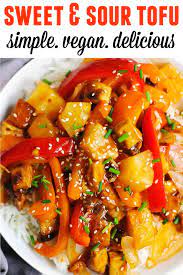 Easy Vegan Sweet And Sour Tofu Recipe Rhubarbarians Recipe Homemade Chinese Food Vegan Chinese Food Tofu Recipes Vegan