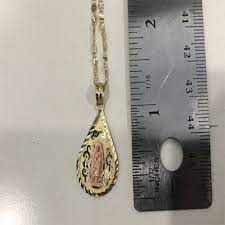 14k Tri Color Our Lady Of Guadalupe Charm Pendant With 18inch Flat Gucci Chain By Rg D Charm Pendant Ebay Jewelry Pendant