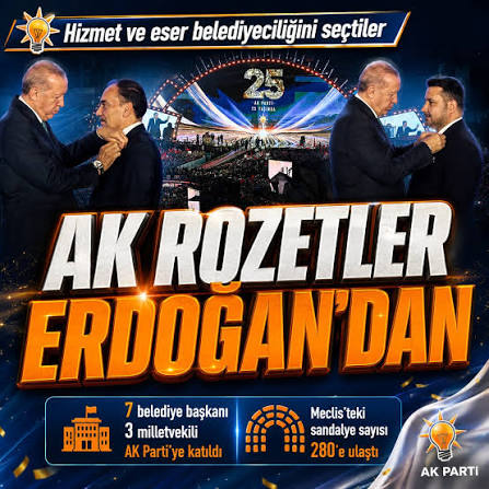 AK Parti'ye 3 milletvekili ve 7 belediye başkanı katıldı: Rozetlerini  Başkan Erdoğan taktı https://www.takvim.com.tr/guncel/2026/08/14/ak-partiye- 3-milletvekili-ve-7-belediye-baskani-katildi