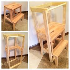 Diy Learning Tower Complete The Frame We Made To Fit On Our Ikea Bekvam Step Stool Also Availabl Learning Tower Learning Tower Ikea Ikea Hack Learning Tower