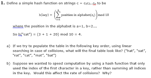 Of alphabets for reasoning section. Solved Define A Simple Hash Function On Strings C Chegg Com