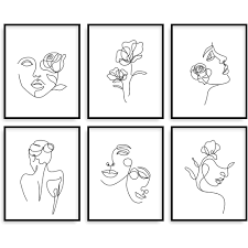 4 other minimalist line art drawings. 6 Pack Minimalist Line Art Prints 8 X 10 Inch Abstract Single Line Wall Art Poster Waterproof Black White Female Face Flower Aesthetic Drawing Paintings For Bedroom Living Room College Dorm Walmart Canada
