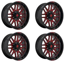 Black And Red Truck Rims 20 Inch Set 4 22 Fuel D663 Ignite 22x12 Black Red Tint 6x135 Wheels 43mm Truck Rims Fuel In 2020 Wheel Rims Gloss Black Black Wheels