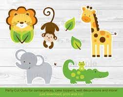 Jungle Centerpiece Etsy Animal Cutouts Safari Animals Jungle Centerpieces