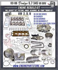 03 06 Dodge Hemi 5 7 V8 Engine Rebuild Kit 2 D H