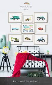 Farm Vehicles Preschool Digger Print Watercolor Art Vintage Car Art Vehicle Art Truck Print Trans Toddler Boy Room Decor Toddler Room Decor Boy Girl Room