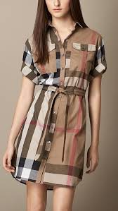 Women S Clothing Burberry United States Shirt Dress Long Sleeve Shirt Dress Brown Cotton Dress
