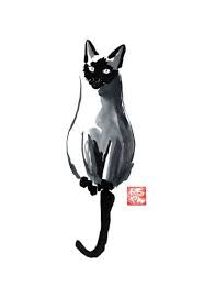 Black And White Siamese Cat Drawing Saatchi Art Artist Pechane Sumie Painting Hanging Siamese Art Cat Cat Art Cat Painting Japanese Art