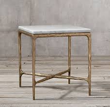 Thaddeus Forged Brass Marble Square Side Table Restoration Hardware Square Marble Side Table Square Side Table Marble Side Tables