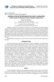 PDF) ASSIMILATION OF BORROWINGS IN SLAVIC LANGUAGES (in the aspect of  Russian-Czech-Slovak comparison)