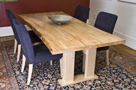 Maple dining table with raw steel base. Hand Made Ambrosia Maple Dining Table Live Edge By Fredric Blum Design Custommade Com