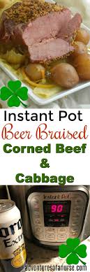 Cast of ingredients for instant pot corned beef and cabbage. Instant Pot Beer Braised Corned Beef Cabbage With Potatoes