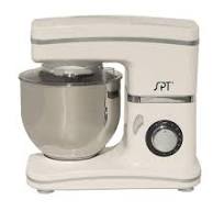 SPT 5.5 Qt 8-Speed Tilt Head White Stand Mixer with Whisk, Kneading Hook  and Mixer Blade Attachments MM-106W