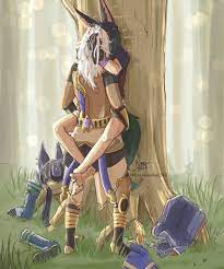 against tree cyno (genshin impact) fennec fox gay genshin impact  holding legs male only outside tighnari (genshin impact) yaoi 
