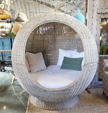 Giant Apple Shaped Pod Bed Made From Durable Outdoor Synthetic Weaved Rattan Material A Unique Fun Pieces For A Wicker Patio Furniture Pod Bed Patio Cushions