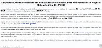 Kursus persediaan program pelajar cemerlang (ppc) matrikulasi ke luar negara 2019 di institut pendidikan guru kampus tun hussein onn, batu pahat. Kemaskini Maklumat Permohonan Program Matrikulasi Sesi 2018 2019 Online Pendidikanmalaysia Com