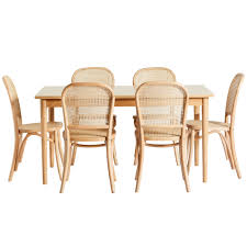 ··· design wicker dining table with tempered glass top and 6 seaters chairs. Temple Webster 6 Seater Parquet Dining Table Rattan Chair Set