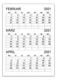 Auf dieser website steht jeder online jahreskalender / kalender für u.a. Kalender Februar Marz April 2021 Kalender Su