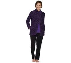 Carole Hochman Floral Lace Waffle Fleece 3 Piece Pajama Set Qvc Com