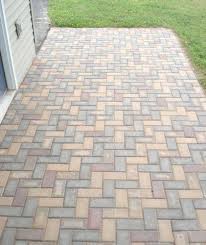 Stone paver walkway with herringbone pattern. Herringbone Entry Paver Walkway Outdoor Pavers Brick Pavers
