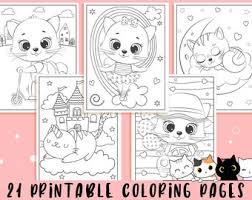 Kitten Coloring Page Etsy