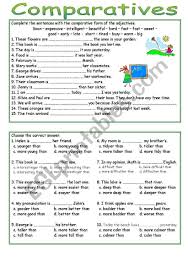 These worksheets include among others: Two Exercises On Comparatives In The First Students Have To Complete The Sentences With Th Comparative Adjectives Comparative Adjectives Worksheet Adjectives