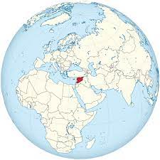 The map shows syria, officially the syrian arab republic, a country in the middle east, with a coastline on the eastern mediterranean sea.it borders iraq, israel, jordan, lebanon, and turkey, and it shares maritime borders with cyprus. Archivo Syria On The Globe Syria Centered Svg Wikipedia La Enciclopedia Libre