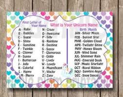 Image Result For Unicorn Name Chart Unicorn Names Unicorn