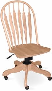 This office chair makes your workspace stylish while keeping you comfortable. Steambent Windsor Unfinished Desk Chair With Casters Adjustable Base With Swivel International Concepts