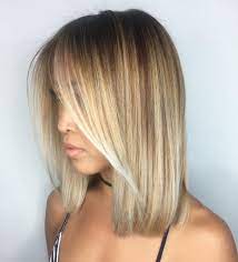 Blunt Caramel Blonde Bob For Straight Hair Balayage Straight Hair Haircuts Straight Hair Long Bob Hairstyles