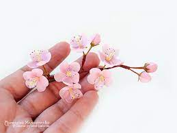 Hair Clip Sakura Cherry Blossom Polymer Clay Flowers Mothers Day Gift For Women Hair Clip Pink Gift For Her Flower Sakura Hair Clip Polymer Clay Flowers Clay Flowers Flower Jewellery