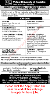 Jbsinpak Virtual University Jobs Jobs In Pakistan Teaching Jobs Job Ads