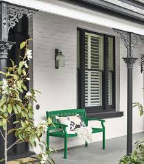 Black And White House Exterior Australia Pair A Black And White Exterior Scheme With A Pop Of Dulux Green Paw Paw For A Bold Entrance W House Paint Exterior Exterior House Colors Window Trim Exterior