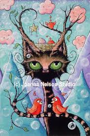 Print Joanna Nelson Black Cat Garden Venus Fly Trap Flowers Etsy Big Eyes Art Art Original Paintings