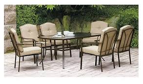 Patio Furniture Dining Set 7 Piece Outdoor Deck Pool Glass Table 6 Chairs Tan Patio Furniture Dining Set Outdoor Lawn Furniture Garden Furniture Sets
