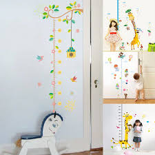 heepo growth chart cartoon animals kids height measure ruler nursery home wall sticker