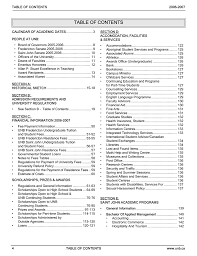 Table Of Contents 2006 2007 Calendar Of Academic Dates