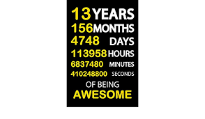 1 d = 1440 min. Amazon Com 13 Years 156 Months 4748 Days 113958 Hours 6837480 Minutes 410248800 Seconds Of Being Awesome Happy 13th Birthday 13 Years Old Gift Ideas For Boys Birthday Notebook Funny Card Alternative 9798563438682 Publishing M Jim Books